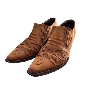 Vintage Guess Georges Marciano Tan Leather Western Pointed Toe‎ Ankle Boots 7.5